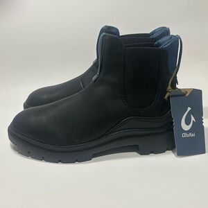 Olukai Hehi Women's Black/Lagoon Leather Chelsea Boots size 8.5